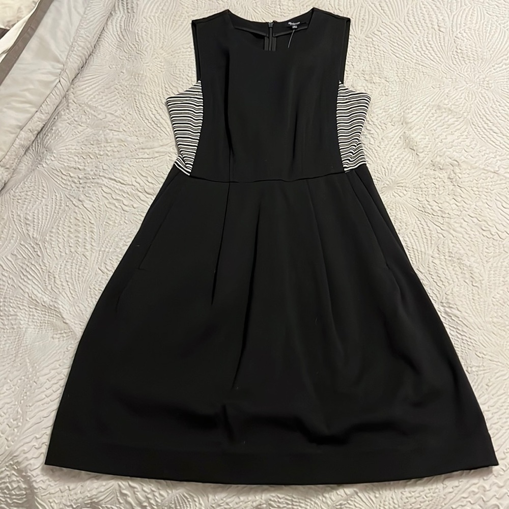 Black with striped black/white detail Madewell dress
